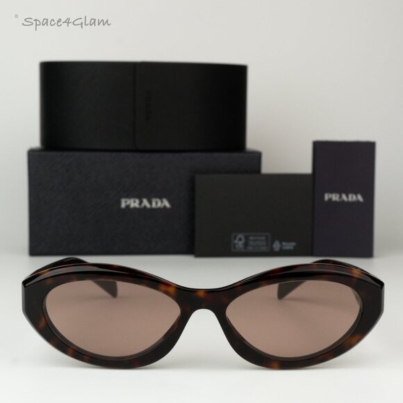 BRAND NEW Prada PR26ZS 17N60B Dark Havana Light Brown Oval Women’s Sunglasses - Picture 3 of 9